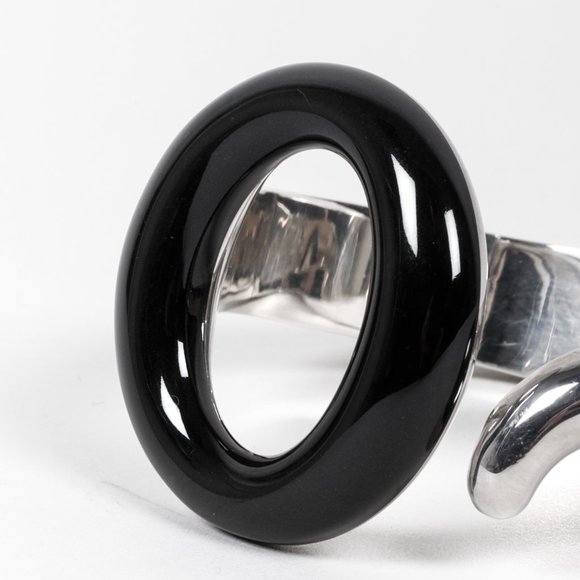 Tiffany & Co. Elsa Peretti Sevillana Sterling Silver Black Jade Cuff - Picture 3 of 5